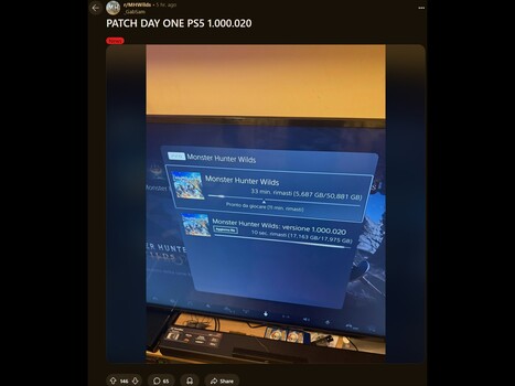 Monster Hunter Wilds dag één PS5 patch (Afbeelding bron: Monster Hunter Wilds subreddit)