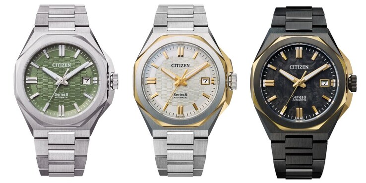 Van links naar rechts: de Citizen Series8 NB6080-51W, NB6084-50A en NB6086-54E horloges