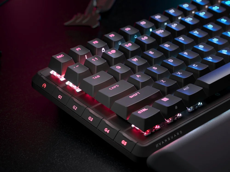 G-toetsen met laag profiel (afgebeeld). Met de gamemodus-toets kunnen gamers standaard het RGB-verlichtingsprofiel inschakelen. (Afbeeldingsbron: Corsair)