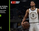 Een dia waarin de DLSS 5-technologie van Nvidia wordt aangekondigd, met NBA 2K27 in beeld