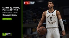 Een dia waarin de DLSS 5-technologie van Nvidia wordt aangekondigd, met NBA 2K27 in beeld