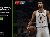 Een dia waarin de DLSS 5-technologie van Nvidia wordt aangekondigd, met NBA 2K27 in beeld