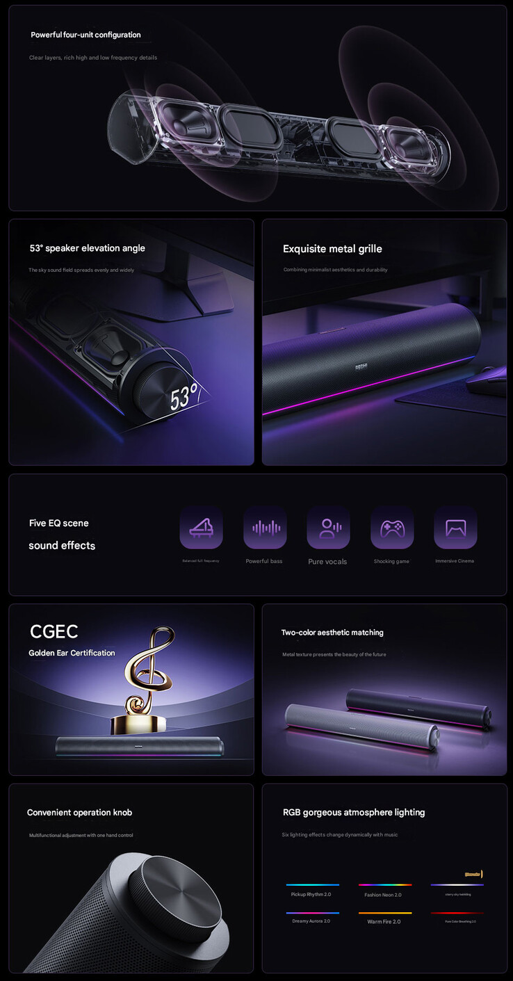 Belangrijkste kenmerken van de Redmi Desktop Speaker 2 Pro (Afbeelding bron: Xiaomi - machine vertaald)