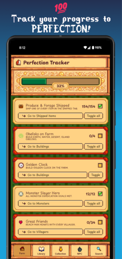 De perfectietracker in de Gunther's Bibliotheek-app (Afbeeldingsbron: Google Play Store)