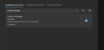 Een screenshot van het menu Beschikbare extensies voor ComfyUI in Stability Matrix. (Afbeelding Bron: Windows Screen Capture)