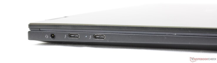 3.5 mm headset, 2x USB-C 4.0 Gen. 3 met Thunderbolt 4 + DisplayPort + Power Delivery