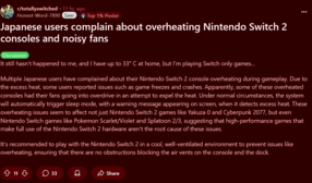 Switch 2 oververhit in Japanse Reddit post (Afbeelding bron: screenshot, Totally Switched subreddit)