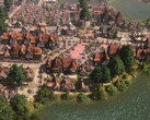Een afbeelding waarop gebouwen te zien zijn in Farthest Frontier, momenteel met 50% korting op Steam.