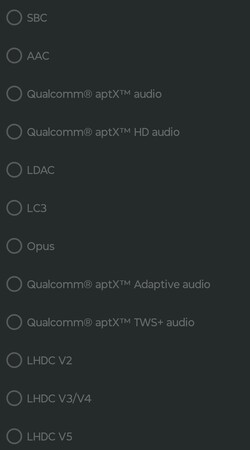 Beschikbare Bluetooth-audiocodecs
