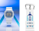 Afgebeeld - Het Casio x ANA DW-5600 collab horloge, samen met een close-up van het bandje met luchtvaartthema-details. (Afbeelding bron: @geesgshock op Instagram - bewerkt)