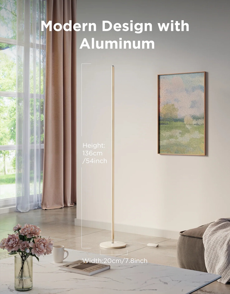 De Govee Vloerlamp Basic in champagne (goud). (Afbeeldingsbron: Govee) 