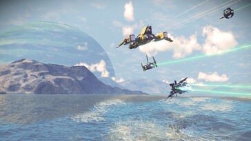 Een afbeelding van ruimteschepen in No Man's Sky.