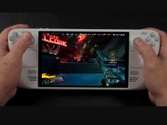 Borderlands 4 gameplay op het Steam Deck, toont lage framerates op het scherm terwijl het handheld wordt gespeeld (bron: ETA PRIME via YouTube)
