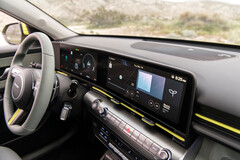 De panoramische schermen in de Kona EV komen rechtstreeks uit de elektrische Ioniq-familie. (Afbeelding bron: Hyundai)