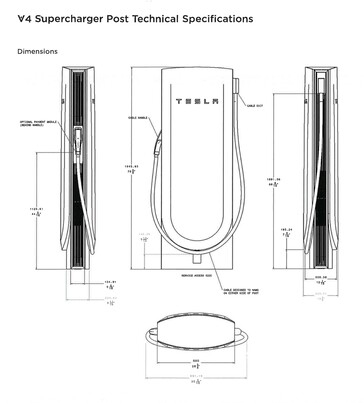 Tesla V4 Supercharger afmetingen