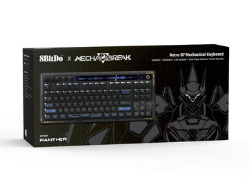 De detailhandeldoos van het 8BitDo Retro 87 Mechanisch Toetsenbord Mecha Break: Panther Edition. (Afbeeldingsbron: 8BitDo)