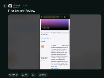 Avowed gelekte recensie Reddit post (Afbeelding bron: Avowed subreddit)
