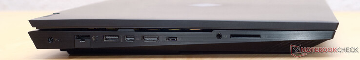 DC-ingang, RJ45 GigabitLAN, USB 3.2 Type A Gen 1 (altijd aan), mini DisplayPort, HDMI 2.1, USB Type-C met Thunderbolt 4 en DisplayPort, 3,5 mm koptelefoon/microfoon combo-aansluiting, SD-kaartlezer