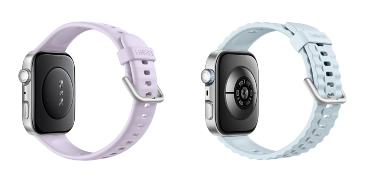 De Huawei Watch Fit 4 (links) en de Watch Fit 4 Pro (rechts) hebben verschillende sensoren aan de achterkant. (Afbeelding bron: Bigbox)