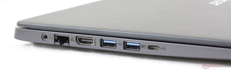 Left: AC adapter, Gigabit RJ-45, HDMI, 2x USB 3.1 Gen. 1 Type-A, USB 3.1 Gen. 1 Type-C