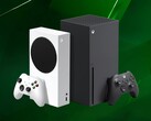Xbox Series X en S consoles getoond op groene achtergrond (Afbeelding bron: Xbox Wire met bewerkingen)