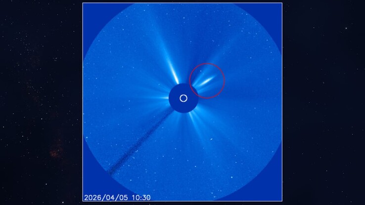Een afbeelding van de overblijfselen van komeet C/2026 A1 (MAPS).