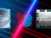 Intel Raptor Lake familie omvat de K en de KF Core i9, Core i7, en Core i5 SKU's. (Bron: Gam-Ol op Pixabay, AMD, Intel-bewerkt)