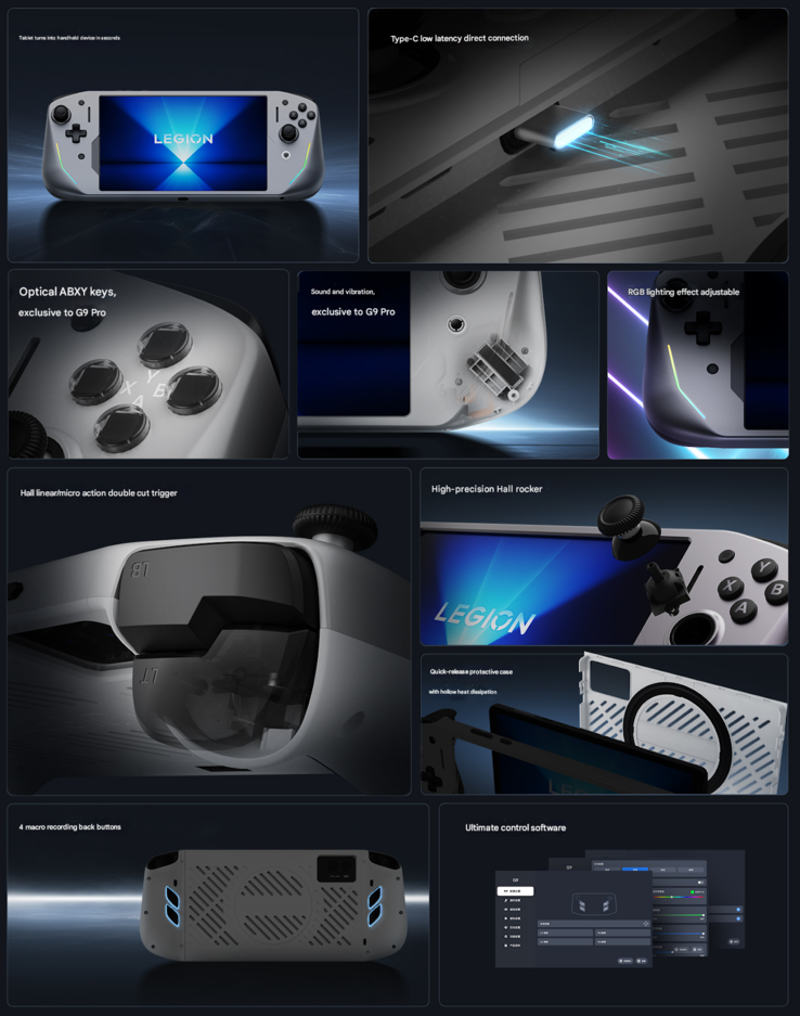 Belangrijkste kenmerken van de Legion G9 controller (Afbeelding bron: Lenovo - machine vertaald)