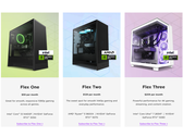 Een screenshot van het NZXT Flex PC-verhuurabonnementsprogramma, met de verschillende niveaus die beschikbaar zijn voor consumenten
