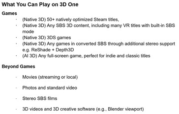 De Abxylute 3D One kan verschillende spellen, apps, afbeeldingen en films in 3D weergeven. (Afbeeldingsbron: Abxylute)