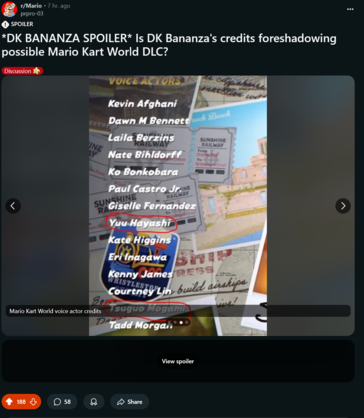 Mario Kart World credits (afbeeldingsbron: screenshot, Mario subreddit)