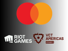 Logo's voor Mastercard, Riot Games en VCT Americas worden getoond (bron afbeelding: Mastercard, Riot Games, Valorant Champions Tour Americas YouTube met bewerkingen)