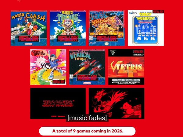 Extra Virtual Boy spellen die in 2026 uitgebracht zullen worden. (Afbeeldingsbron: Nintendo)