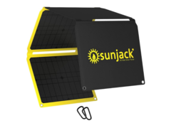 Het SunJack 60 W zonnepaneel heeft USB-C en USB-A poorten voor direct opladen. (Afbeelding bron: SunJack)