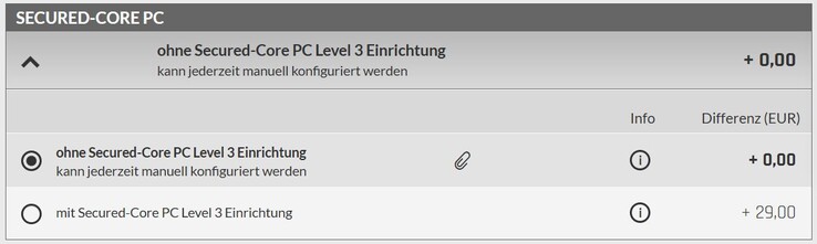 De Secured-Core PC Level 3 voorconfiguratie kost 29 Euro