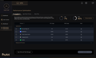 Prestatieoptimalisatie in ProArt Creator Hub