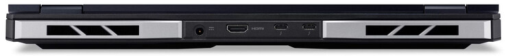 Achterkant: voedingspoort, HDMI 2.1, 2x Thunderbolt 4 (USB-C; Power Delivery, DisplayPort)