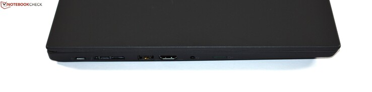Linkerkant: USB 3.1 Gen 1 type C, Thunderbolt 3, USB 3.0 type A, HDMI, audiopoort, microSD kaartlezer