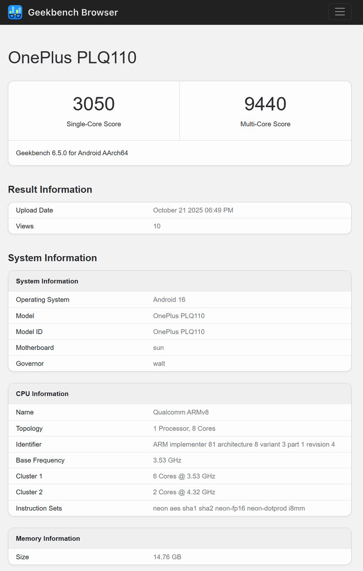 (Afbeeldingsbron: Geekbench)