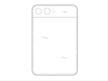 Achterkant van de vermeende oprolbare telefoon van Samsung volgens gemeld patent. (Afbeeldingsbron: DomoAI en xleaks7)