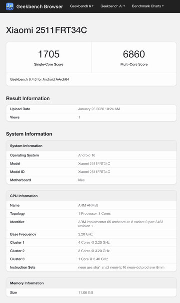 (Afbeeldingsbron: Geekbench)