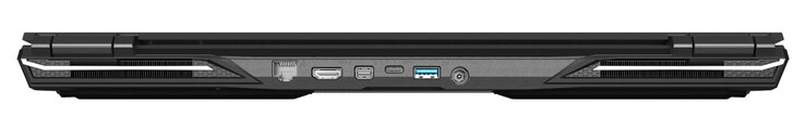 Achter: RJ45 LAN, HDMI 2.0, Mini DisplayPort 1.4, USB Type-C 3.1 Gen2 (DisplayPort), USB Type-A 3.0, AC adapter