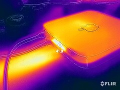 Stresstest oppervlaktetemperaturen na 1 uur: maximaal ~42 °C bij de ventilatieopening