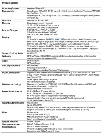 HP OmniBook 5 14 specificaties (bron: HP)