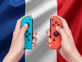 Switch Joy-Con controllers getoond met Franse vlag