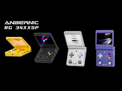 Anbernic zal de RG34XX SP in vier kleuropties aanbieden, waarvan geen enkele met doorschijnende afwerking. (Afbeeldingsbron: Anbernic)