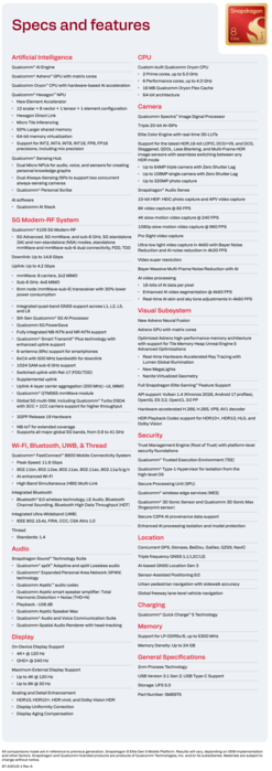 Snapdragon 8 Elite Extreme Gen 6: Specificaties
