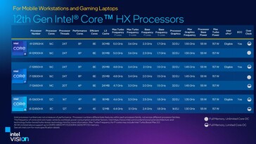 Alder Lake-HX product stack. (Bron: Intel)