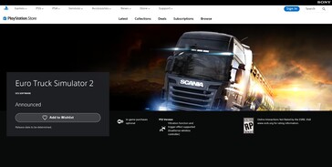 Euro Truck Simulator 2 aanbieding in de PlayStation Store (Afbeelding bron: PlayStation)