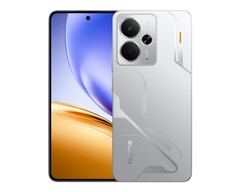 De Realme 14 5G, hier in de Mecha Silver kleurstelling, kan 30 minuten lang worden ondergedompeld in water tot 2,5 meter diep (Afbeelding bron: Realme)